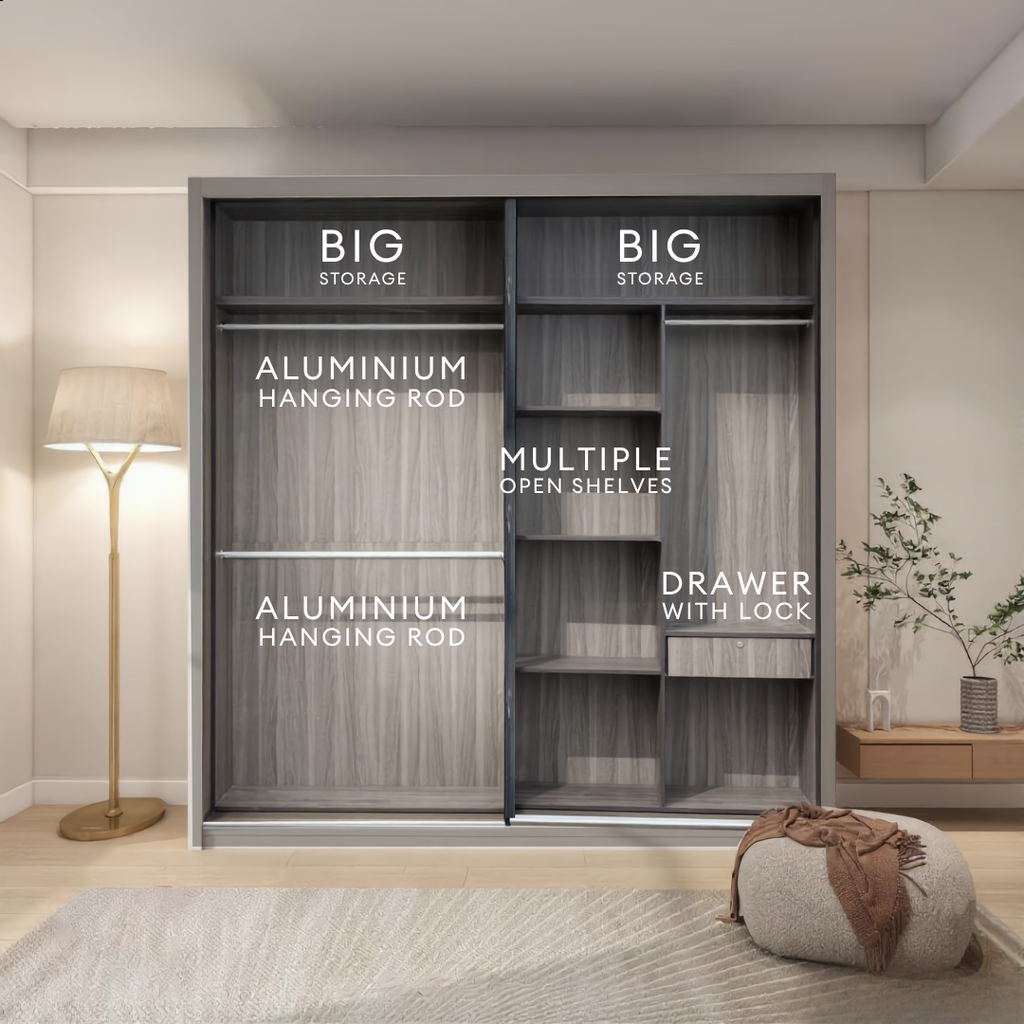 Marcus 5/6/8 x 8ft Wardrobe - Mid + Half Mirror Door | 140-47