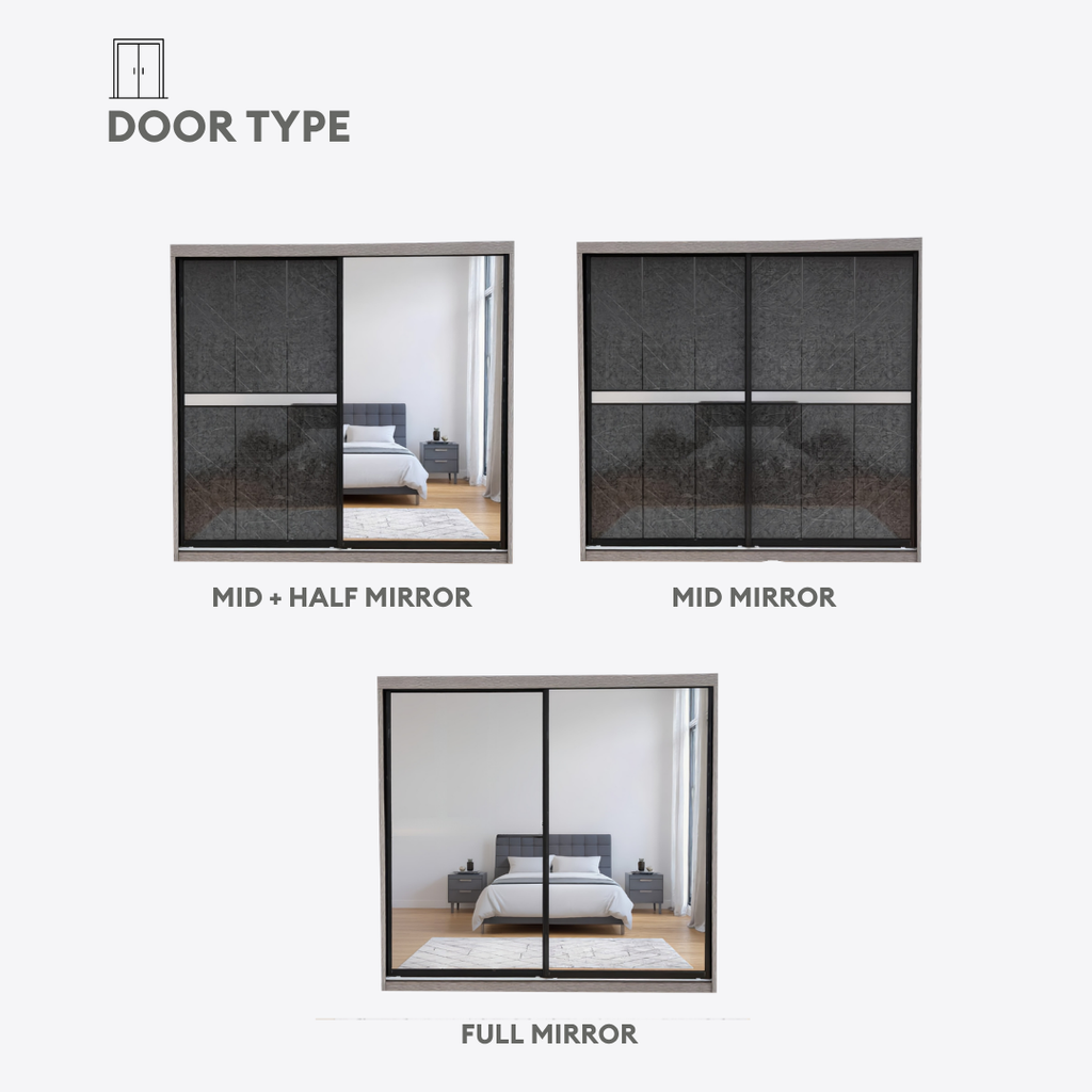 Marcus 5/6/8 x 8ft Wardrobe - Mid + Half Mirror Door | 140-47