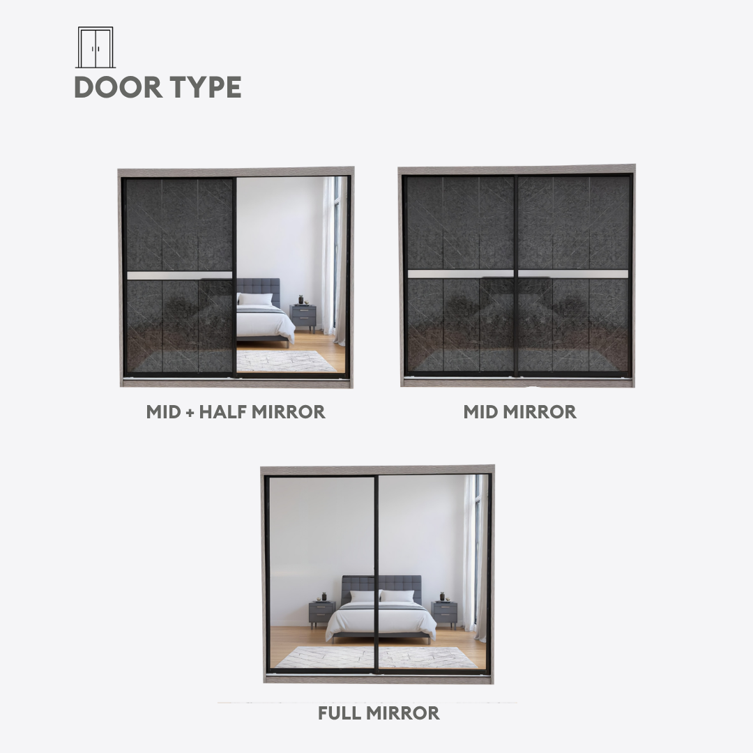 Marcus 5/6/8 x 8ft Wardrobe - Mid + Half Mirror Door | 140-47