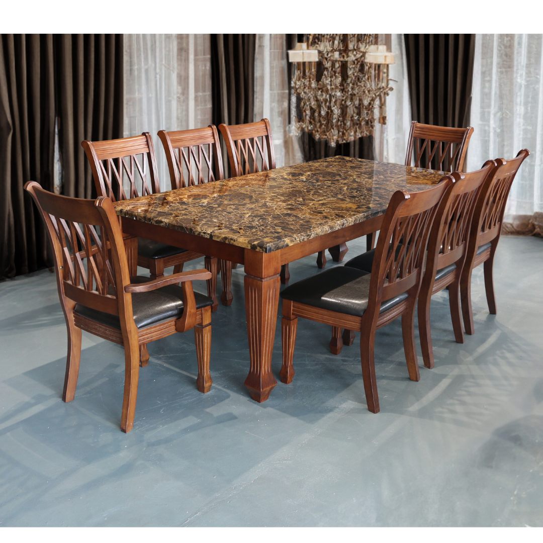 Bimba Brown Marble Dining set 1+8