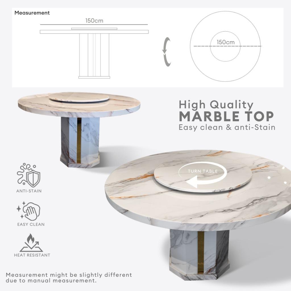 Ophelia Marble Round Dining Set | B96-17-150+B156-03