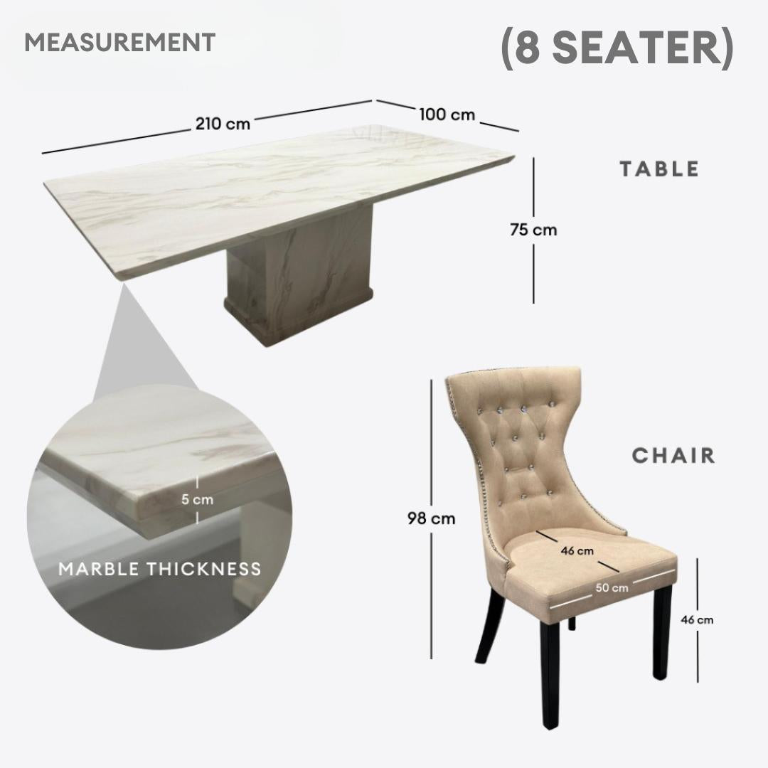 Lunara 6/8s Marble Dining Set | 156-60 / 165-50