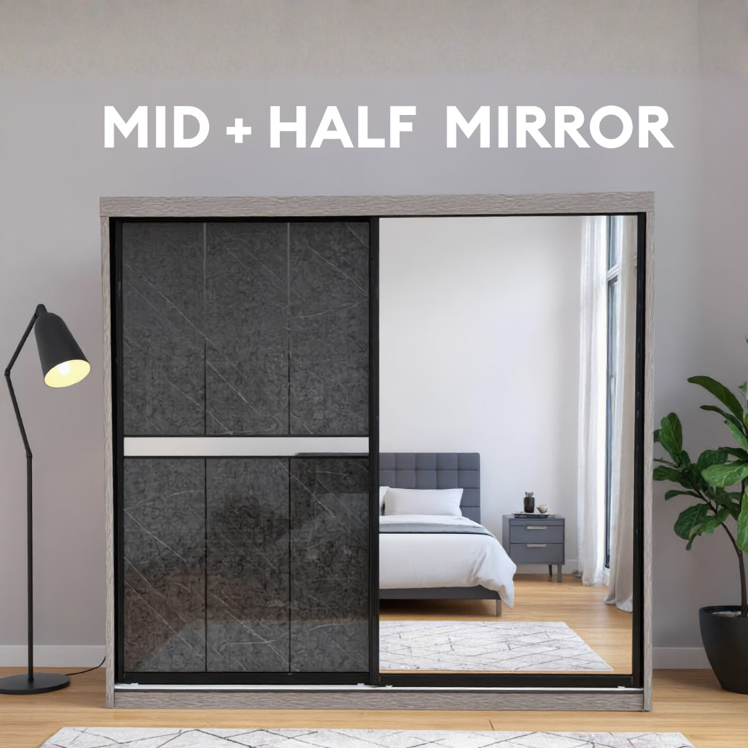 Marcus 5/6/8 x 8ft Wardrobe - Mid + Half Mirror Door | 140-47