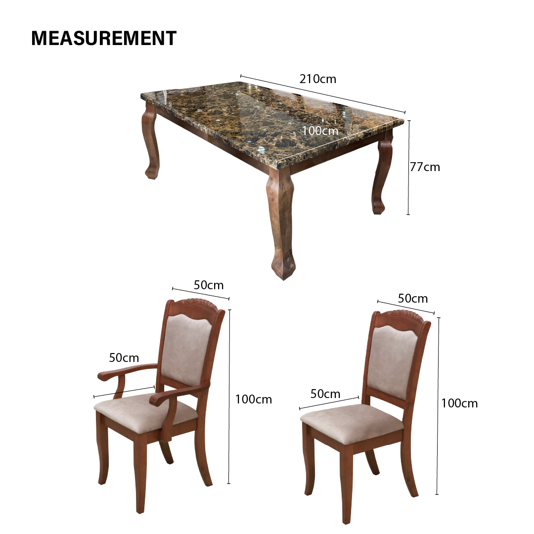 Miko Brown Marble Dining set 1+8