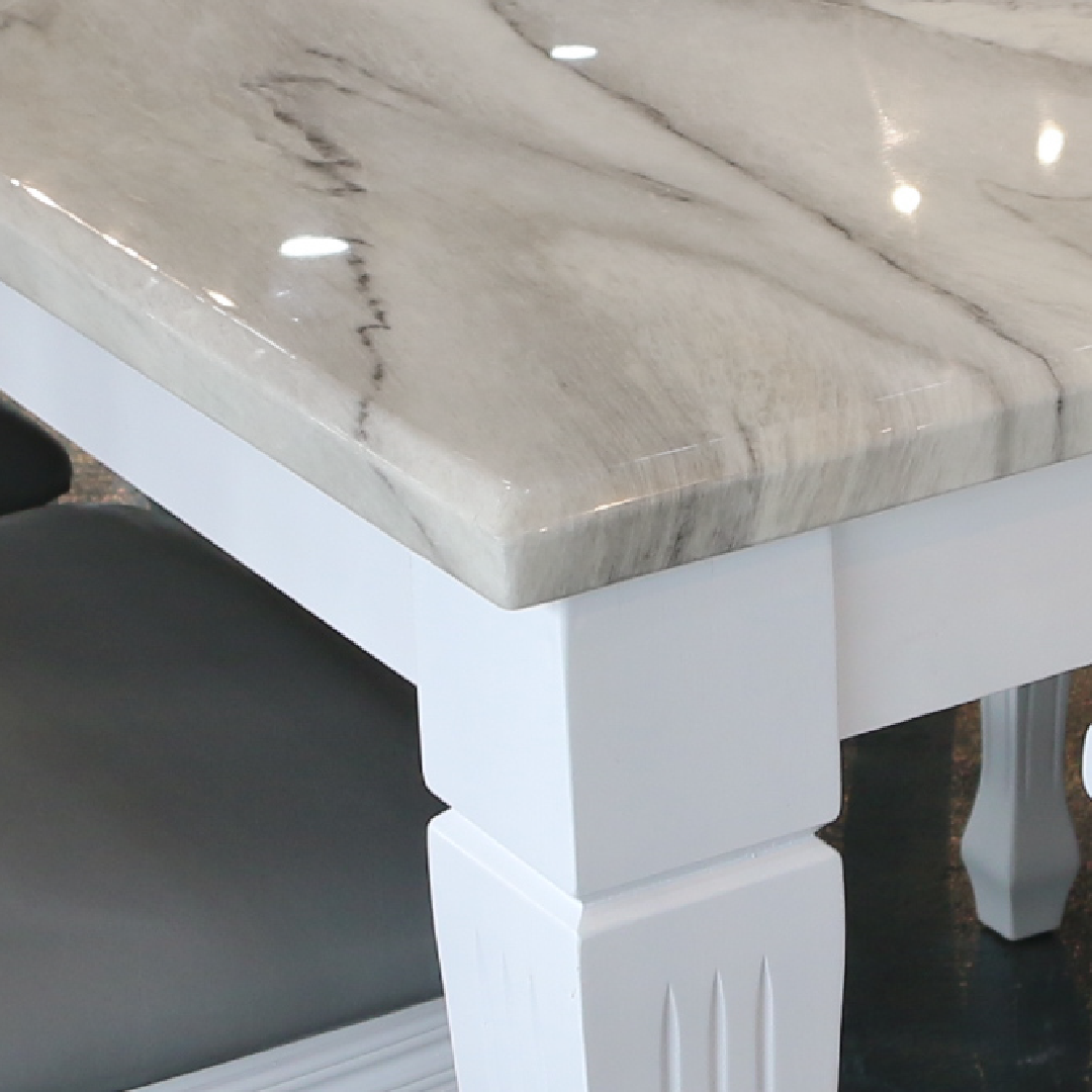 Bimba White Marble Dining set 1+8