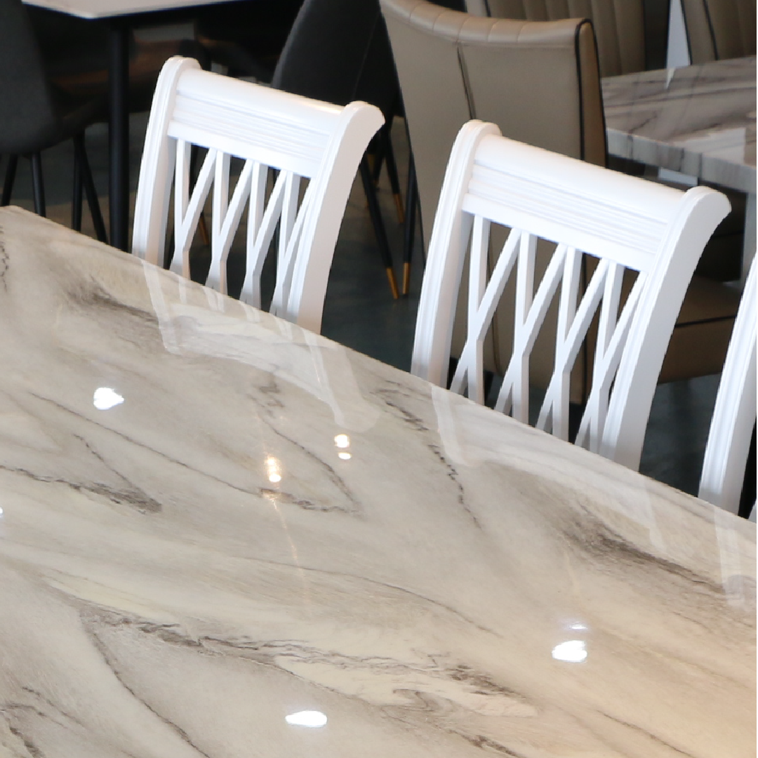 Bimba White Marble Dining set 1+8