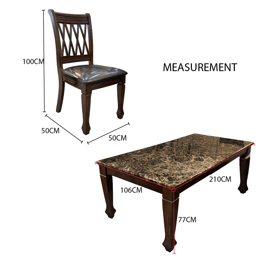 Bimba 8s Dark Brown Marble Dining Set | B9-08