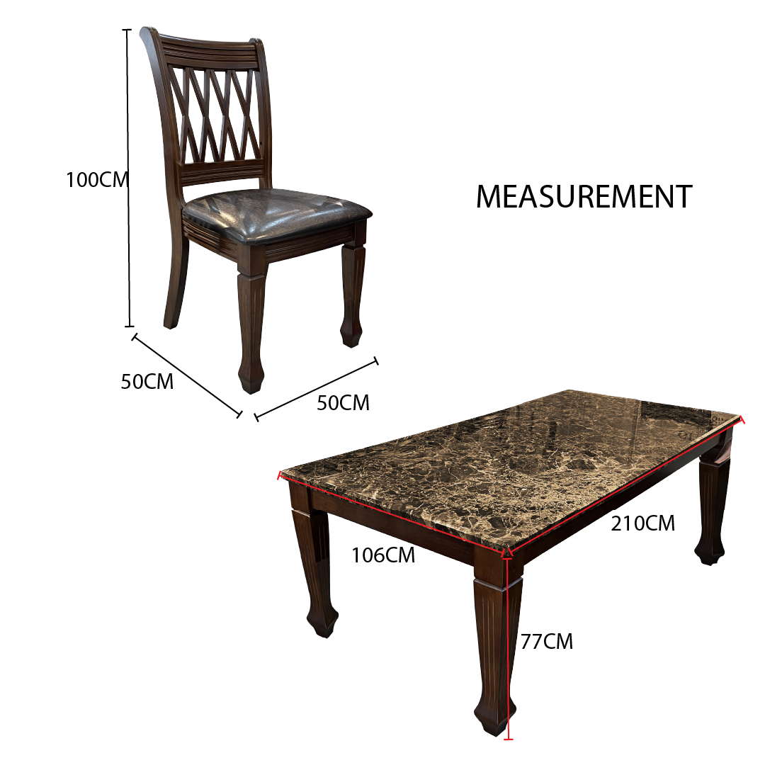 Bimba 8s Dark Brown Marble Dining Set | B9-08