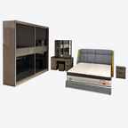 Miya Bedroom Set ~ Bedframe + Wardrobe + Dressing Table & Stool + Side Table