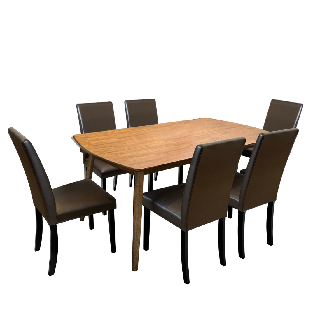 Lomon 6s Solid Rubberwood Dining Set | B18-133