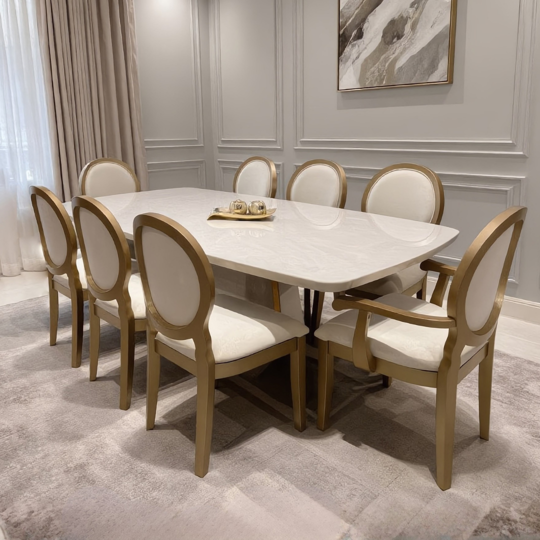 Louise 8s Dining Set in Champagne | 65-25