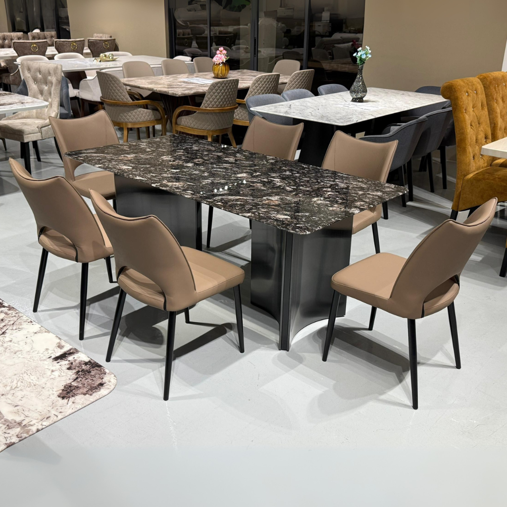Luxea 6s Black Marble Dining Set | YB43