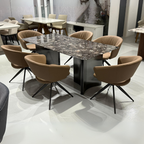 Axelia 6s Black Marble Top Dining Set | YB43 + TJ04-17