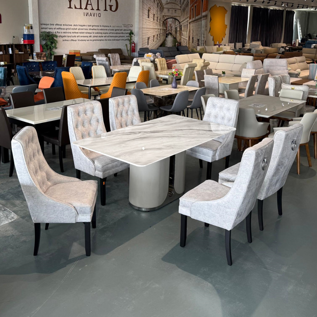 Aveline 6S Marble Dining Set | TJ19-14DT+156-03