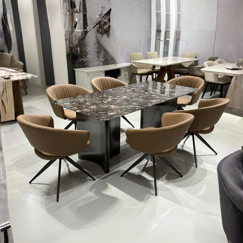 Axelia 6s Black Marble Top Dining Set | YB43 + TJ04-17