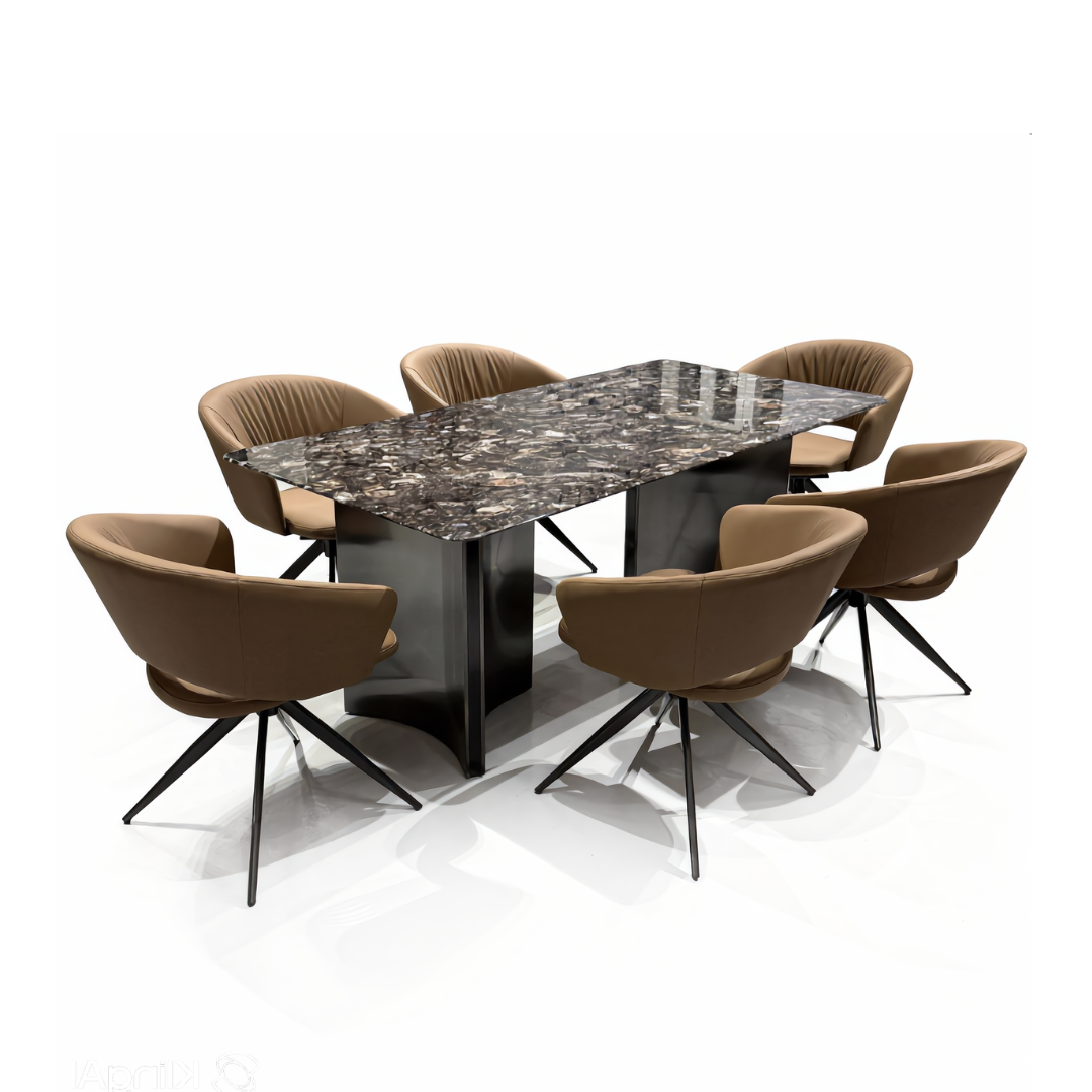 Axelia 6s Black Marble Top Dining Set | YB43 + TJ04-17