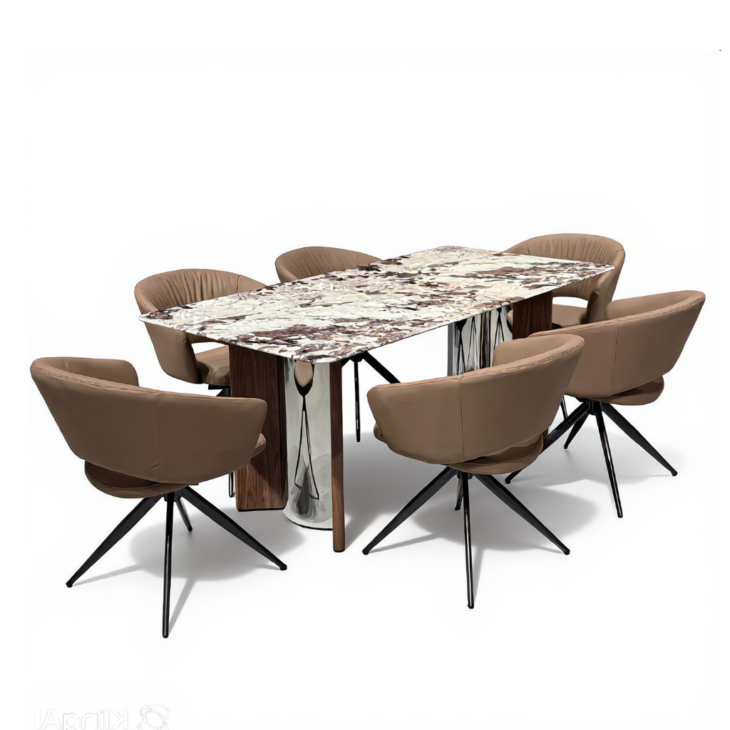 Axelia 6s White Marble Top Dining Set | YB72 + TJ04-17