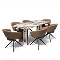 Axelia 6s White Marble Top Dining Set | YB72 + TJ04-17