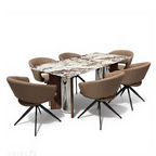 Axelia 6s White Marble Top Dining Set | YB72 + TJ04-17