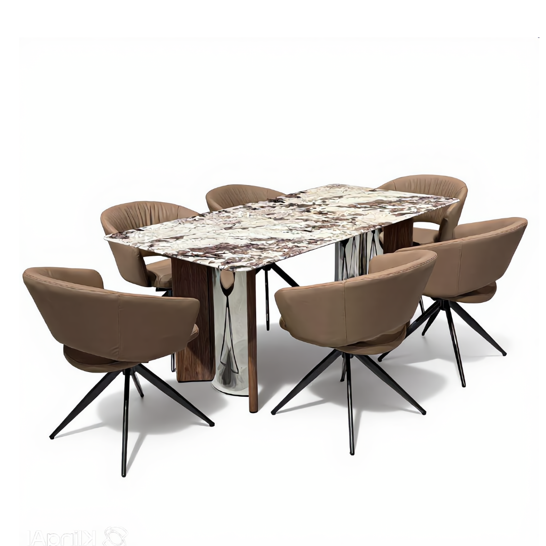 Axelia 6s White Marble Top Dining Set | YB72 + TJ04-17