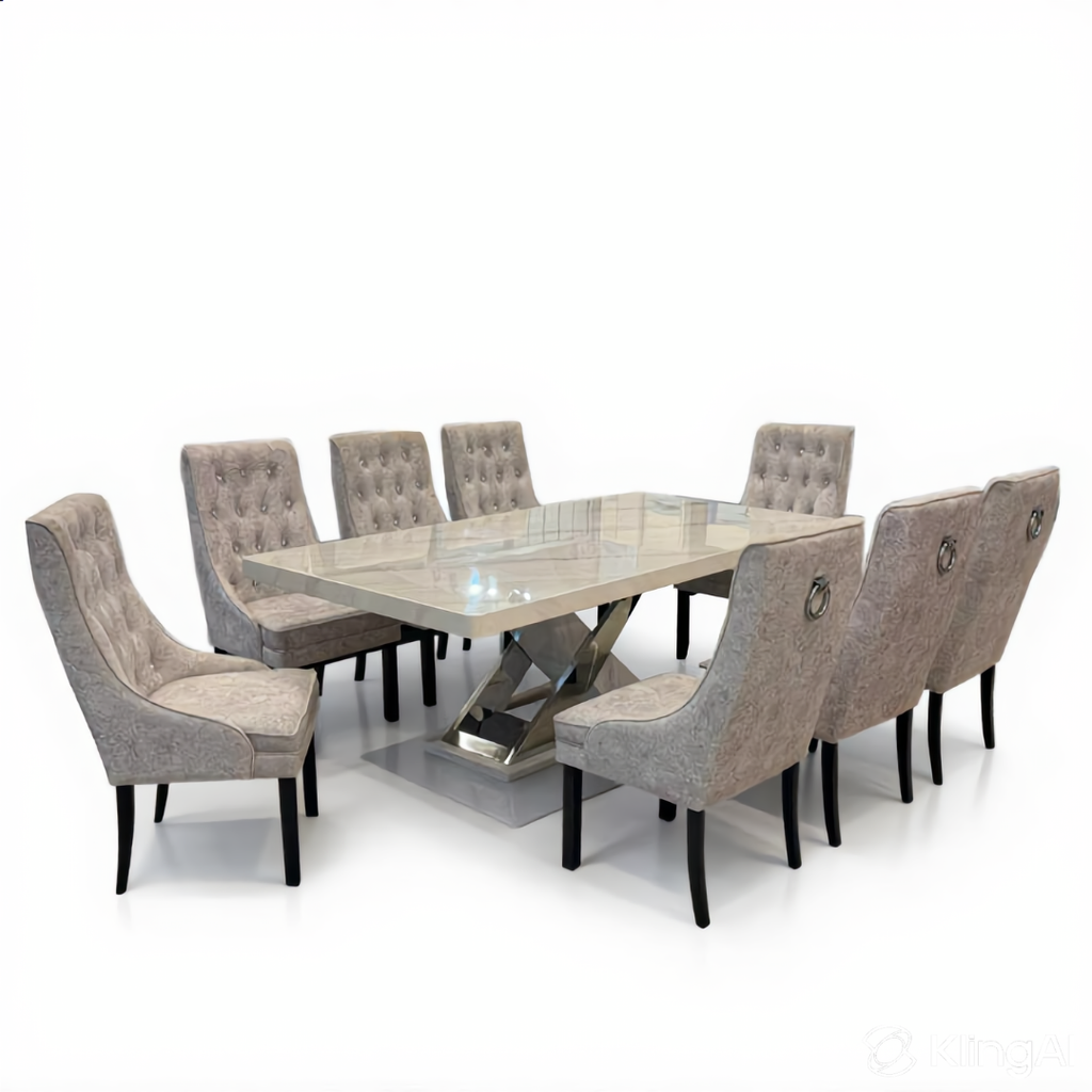 Jemma 8s Marble Dining Set | B156-80-DT-MT-H06-G + B156-03