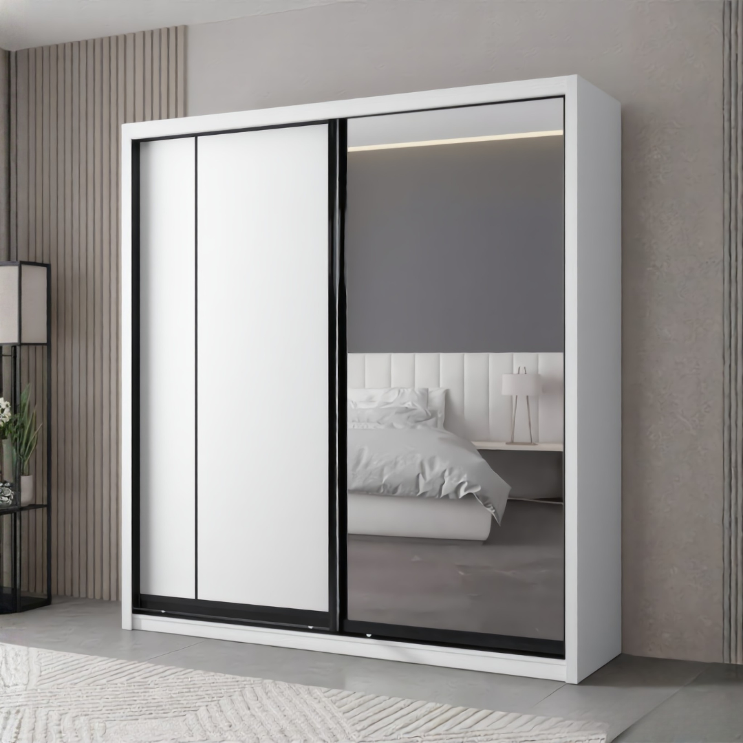 Conrad 8/6/5x8ft Wardrobe - Half Mirror Door | B 131-16