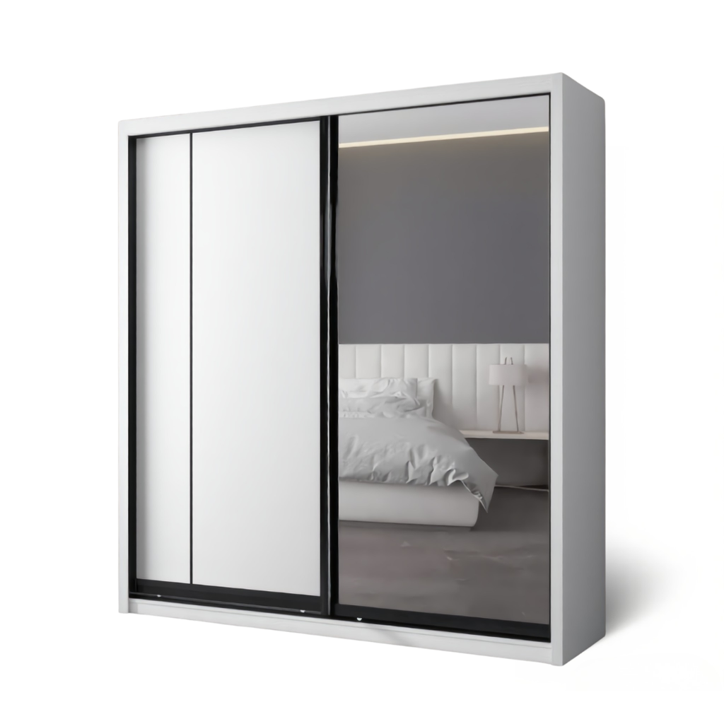 Conrad 8/6/5x8ft Wardrobe - Half Mirror Door | B 131-16