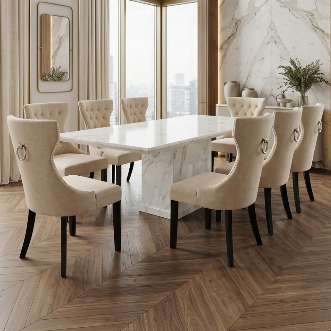 Lunara 6/8s Marble Dining Set | 156-60 / 165-50
