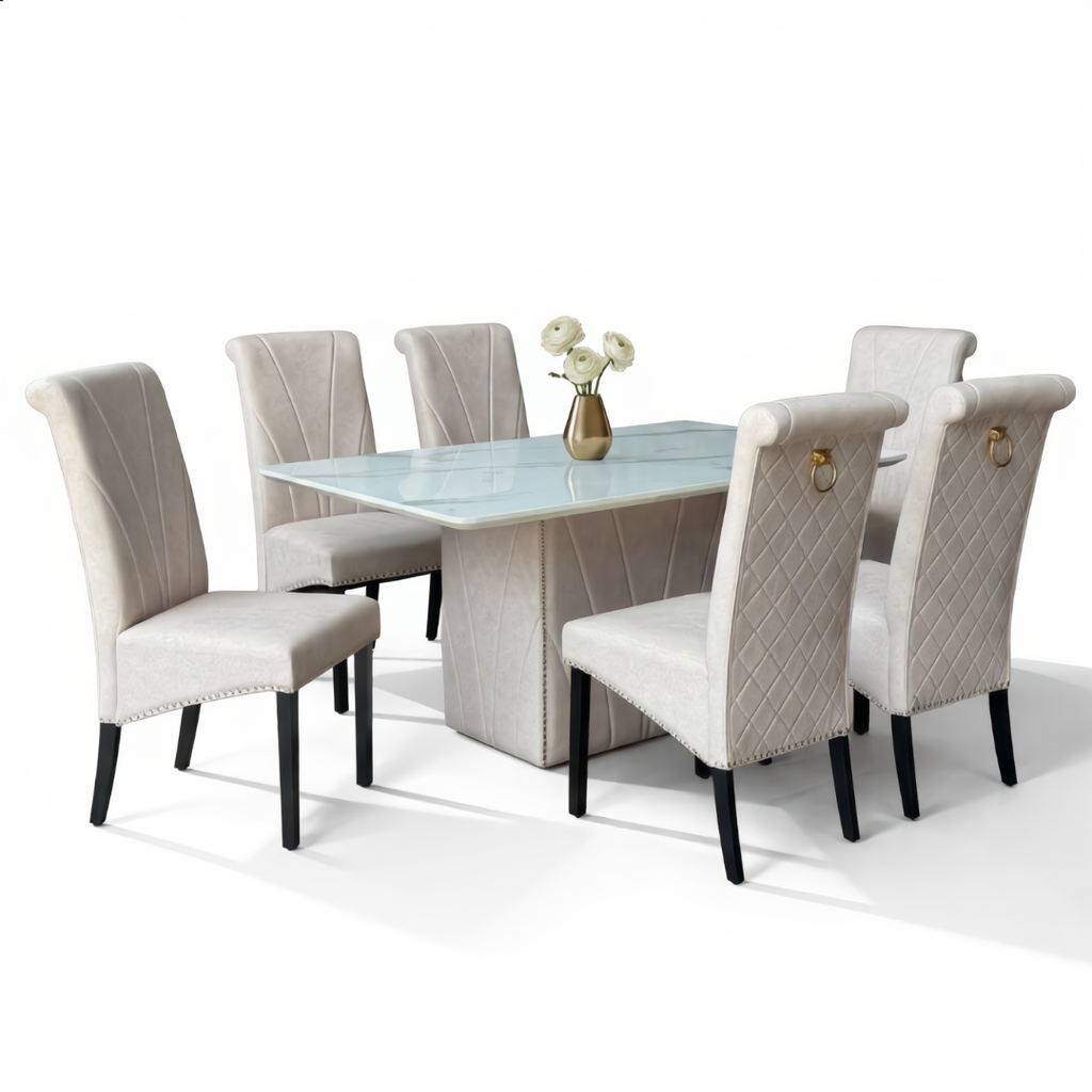 Jaslene 6/8s Marble Dining Set | 156-52
