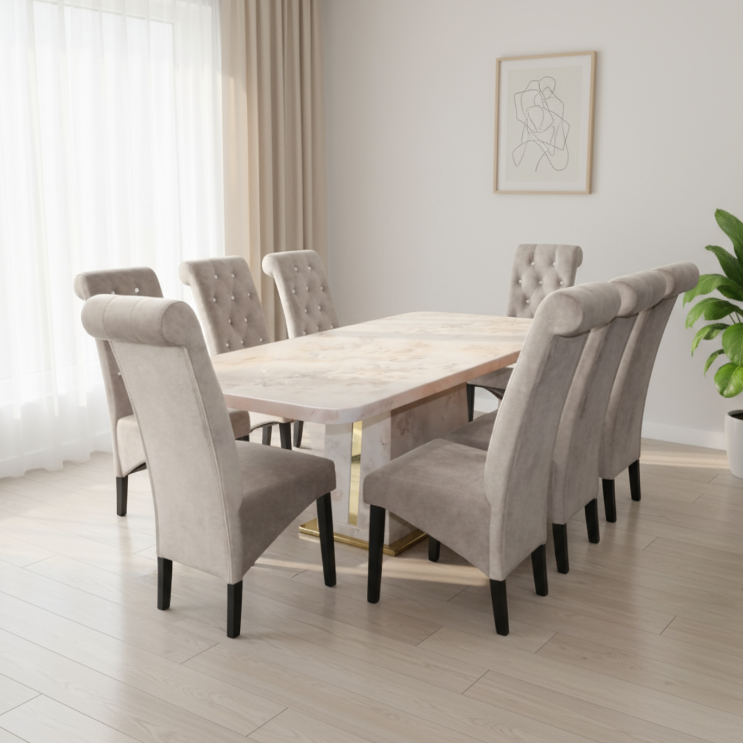 Vincent 8s Marble Dining Set | 71-17 + 126-05