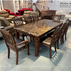 Bimba 8s Dark Brown Marble Dining Set | B9-08