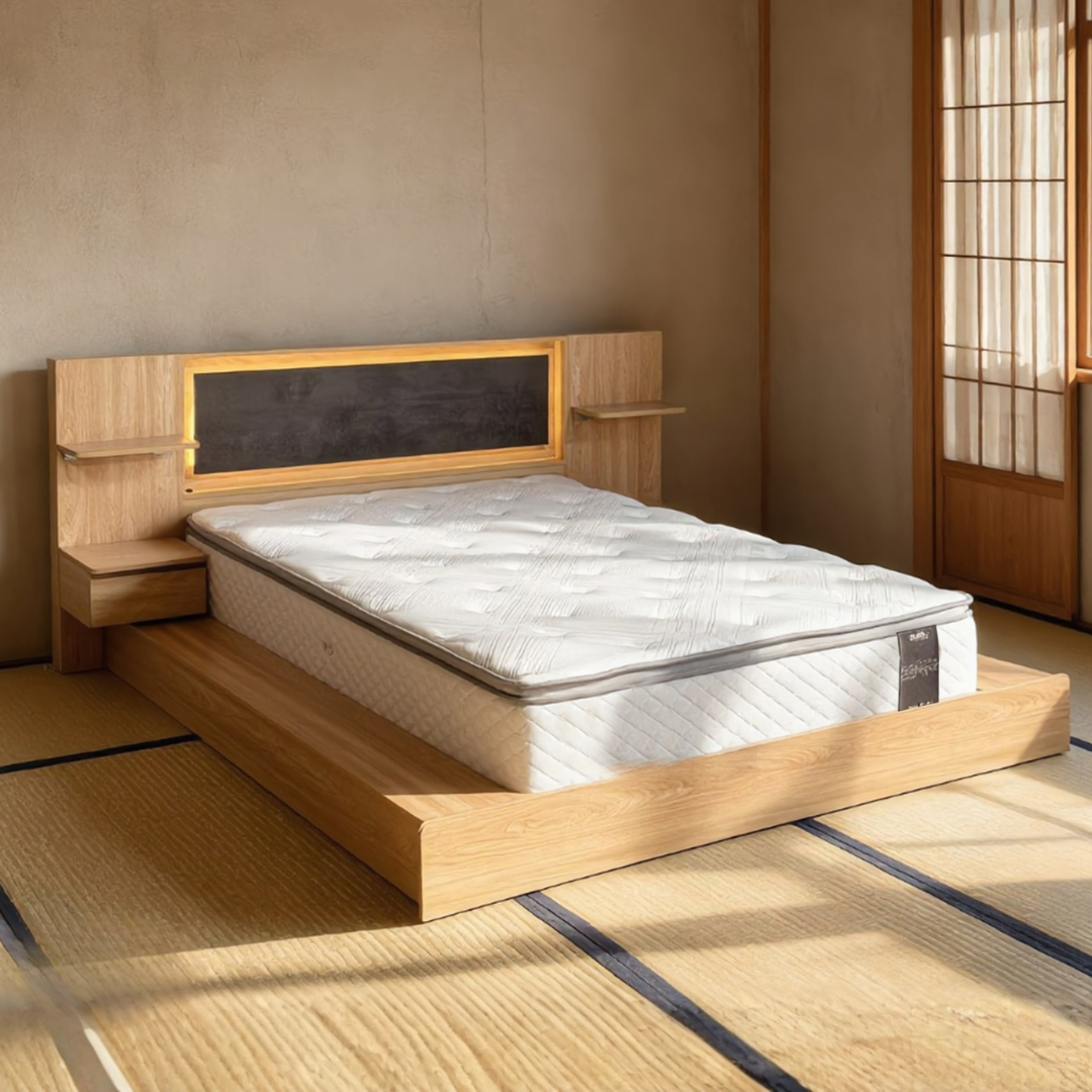 Japandi Tatami King/Queen Bedframe with LED | 131-33