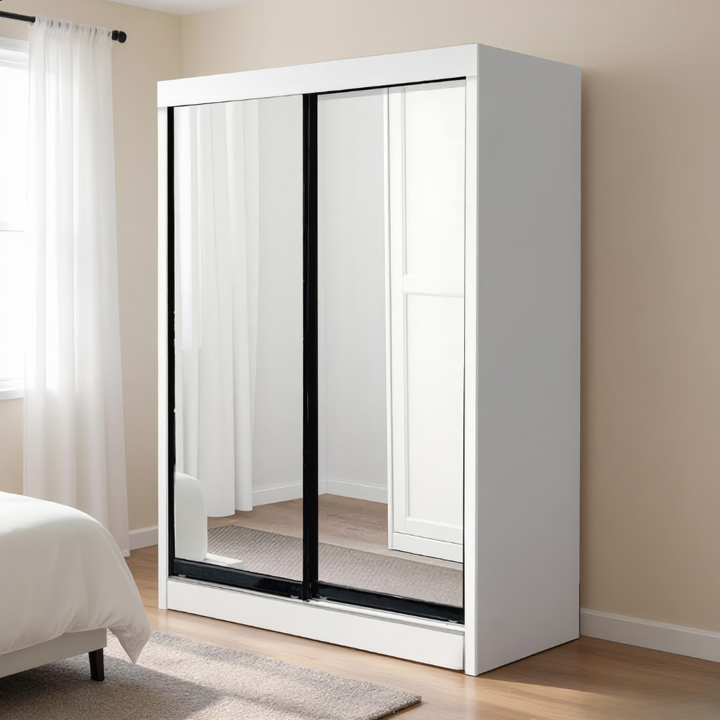 Ninaa 4x6ft Black Frame Sliding Wardrobe | 150-16