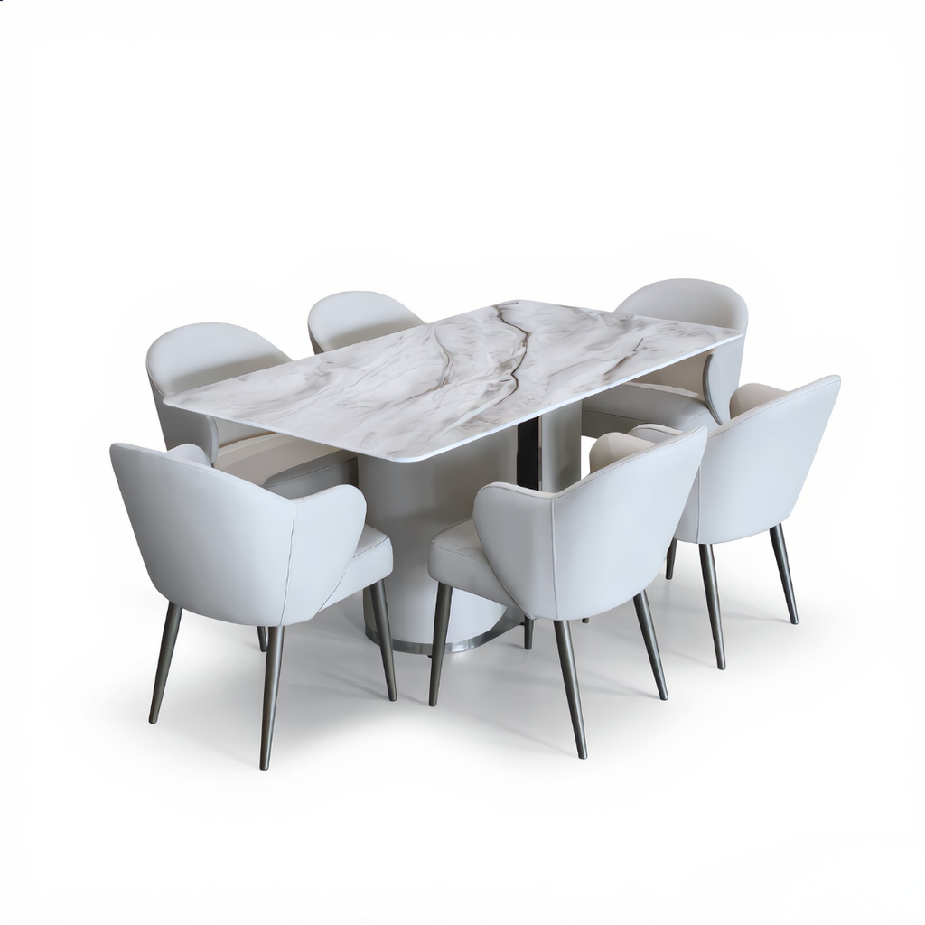 Avalon 6s Marble Dining Set | TJ04-15 + TJ19-15