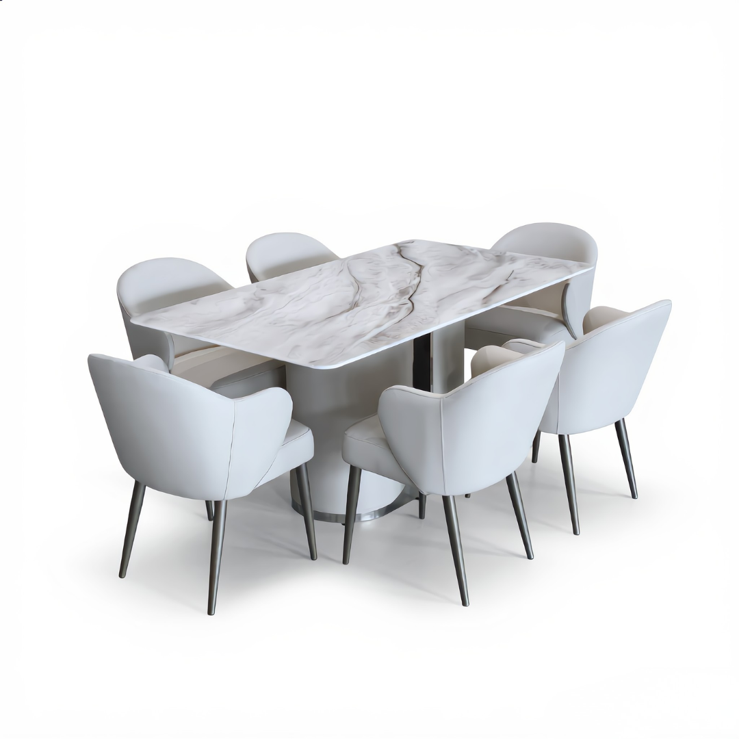 Avalon 6s Marble Dining Set | TJ04-15 + TJ19-15