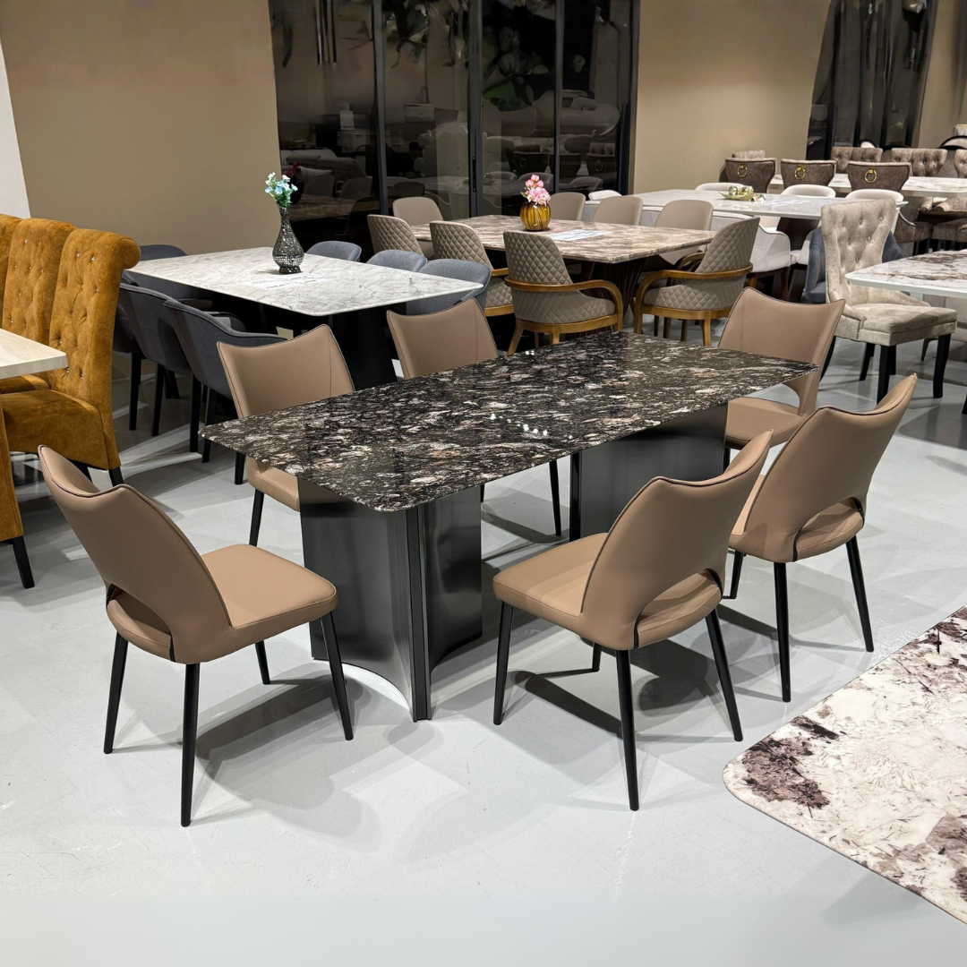 Azalea 6s Black Marble Dining Set | YB43