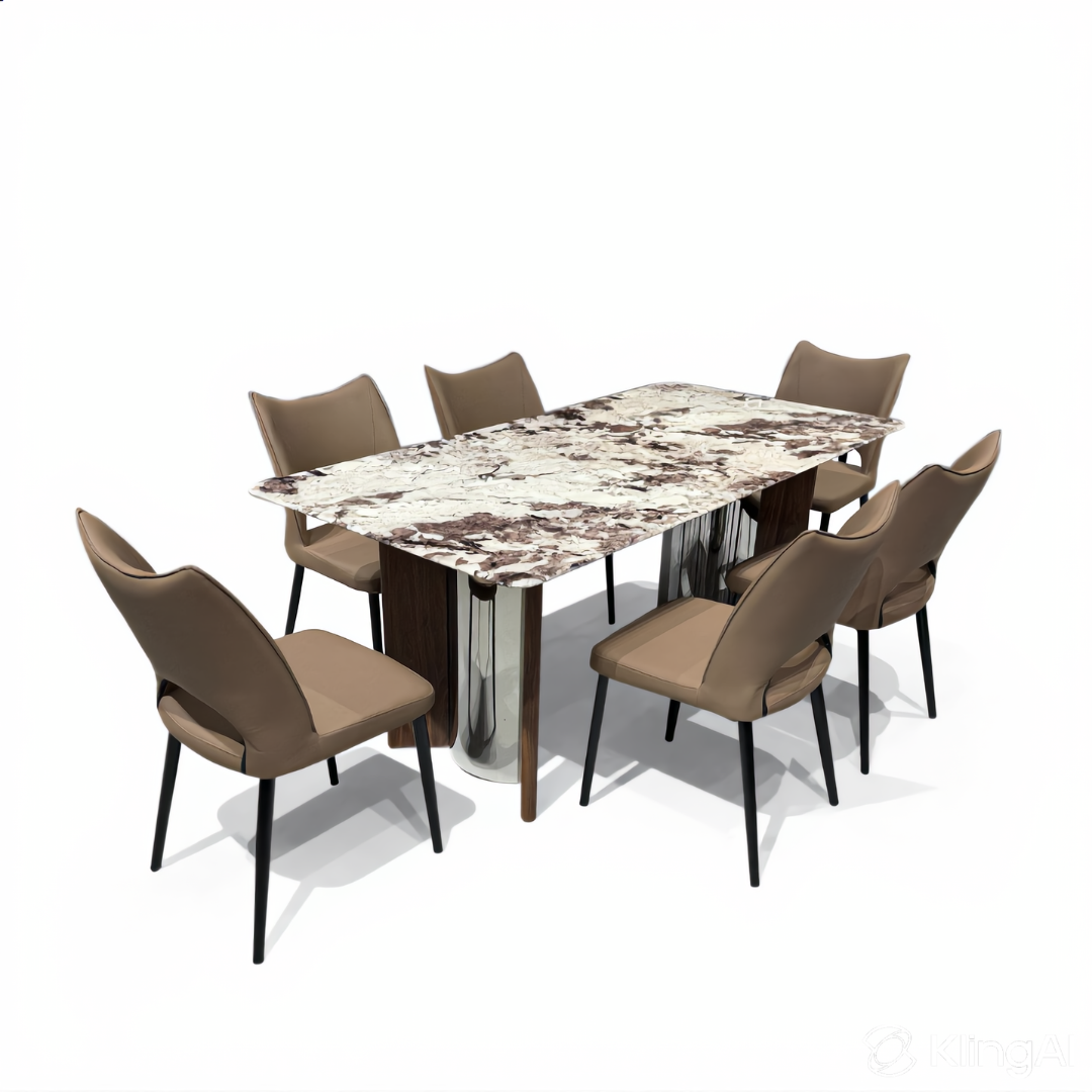 Azalea 6s White Marble Dining Set | YB72