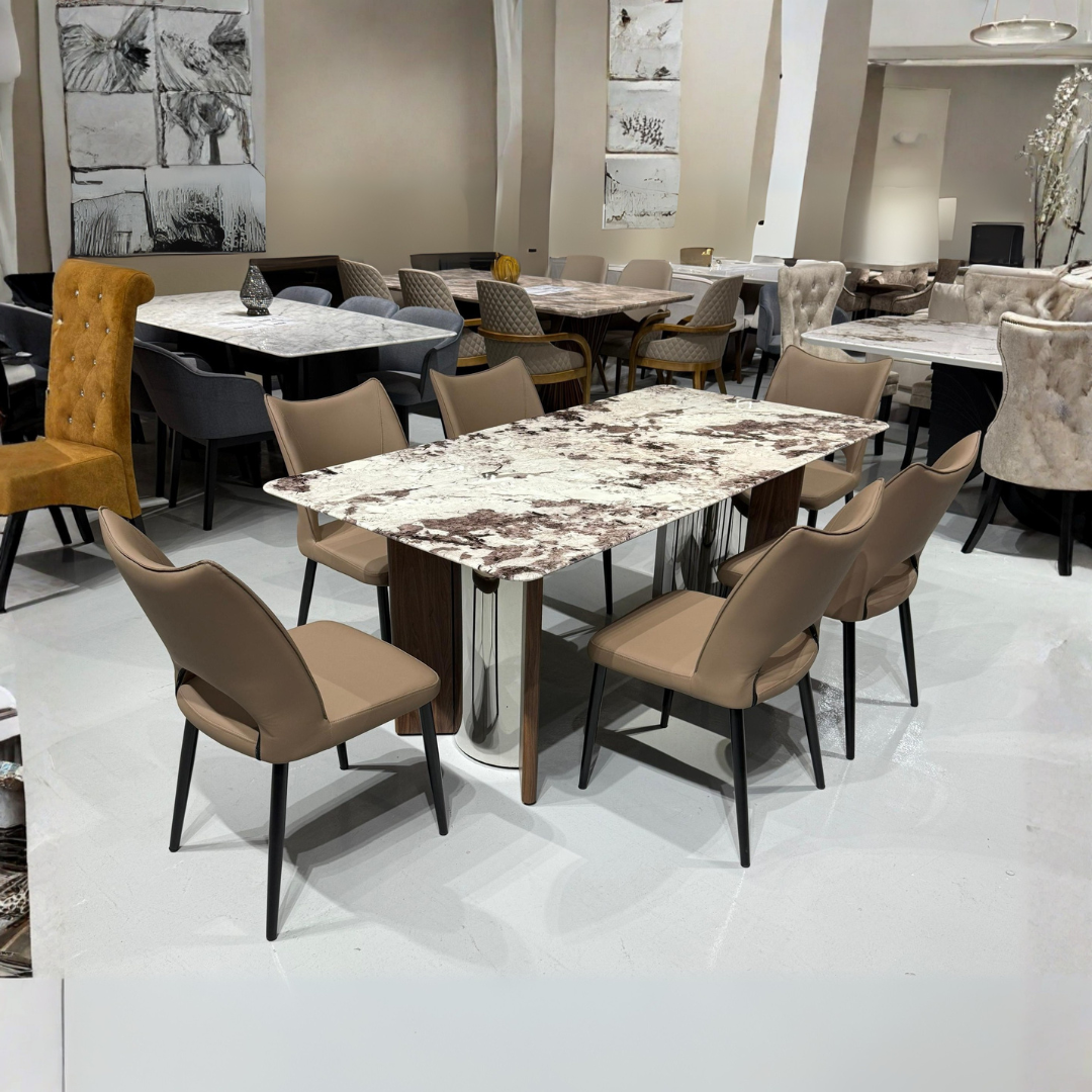 Azalea 6s White Marble Dining Set | YB72