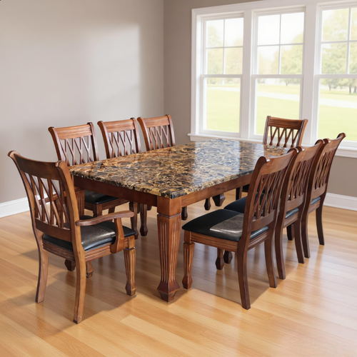 Carrera 8s Brown Marble Dining Set | B9-08