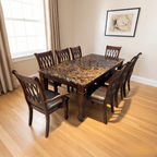 Carrera 8s Dark Brown Marble Dining Set | B9-08