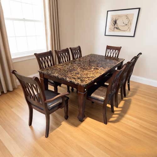 Carrera 8s Dark Brown Marble Dining Set | B9-08