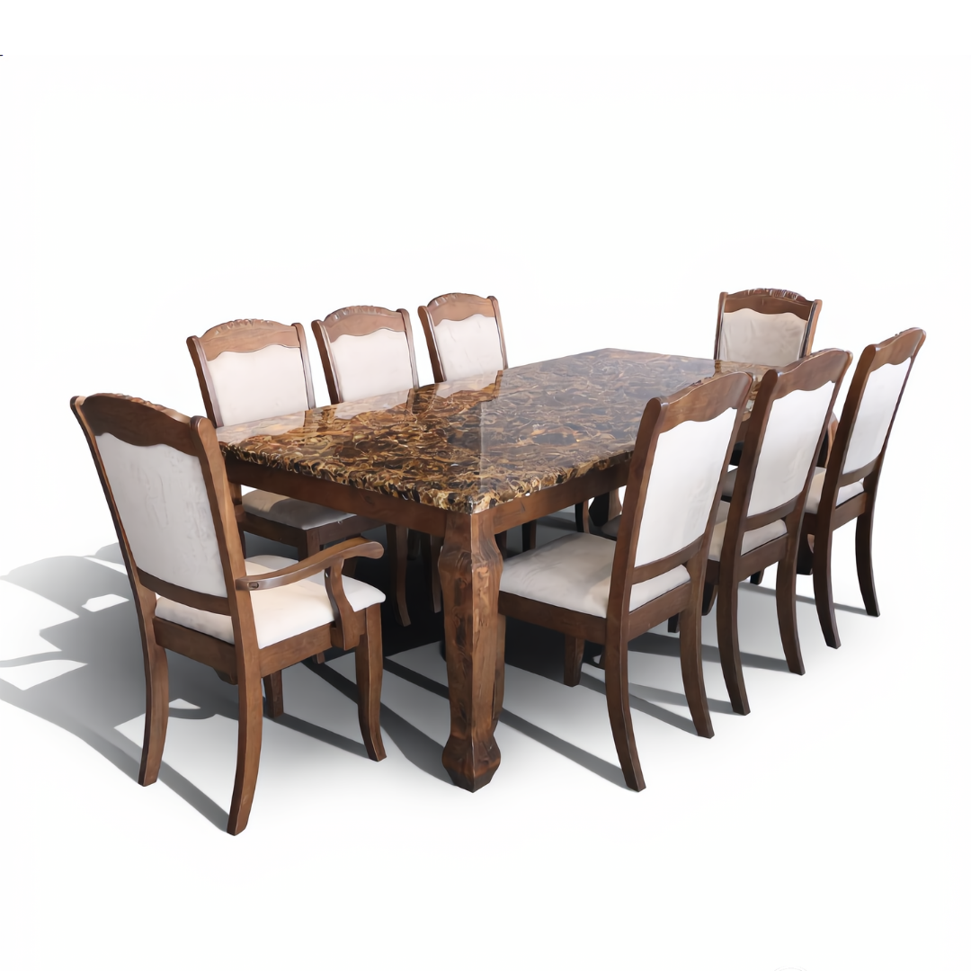 Clara 8s Brown Marble Dining Set | 126-09