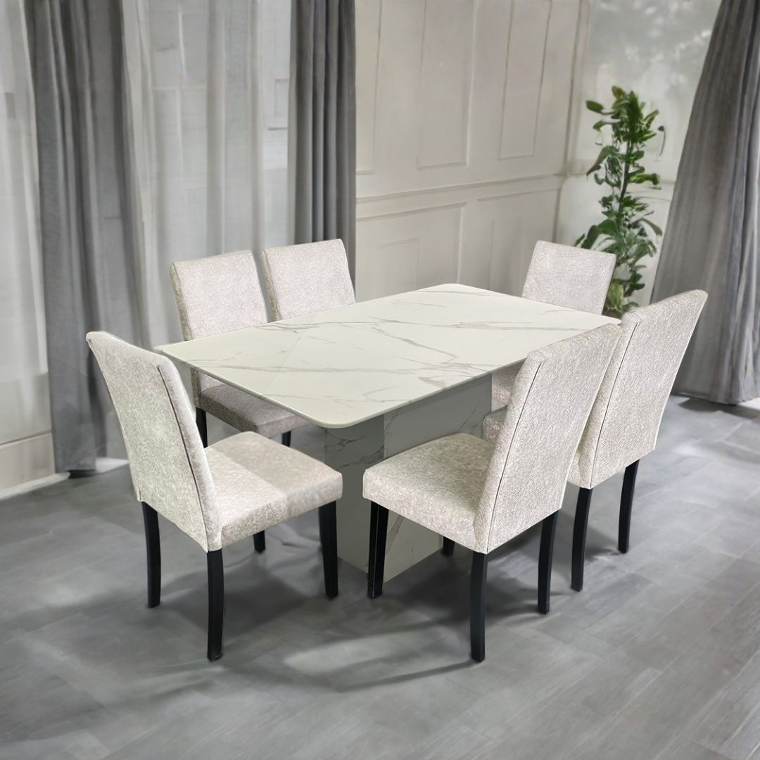 Jadore 6s Marble Table Dining Set | 96-16+149-03