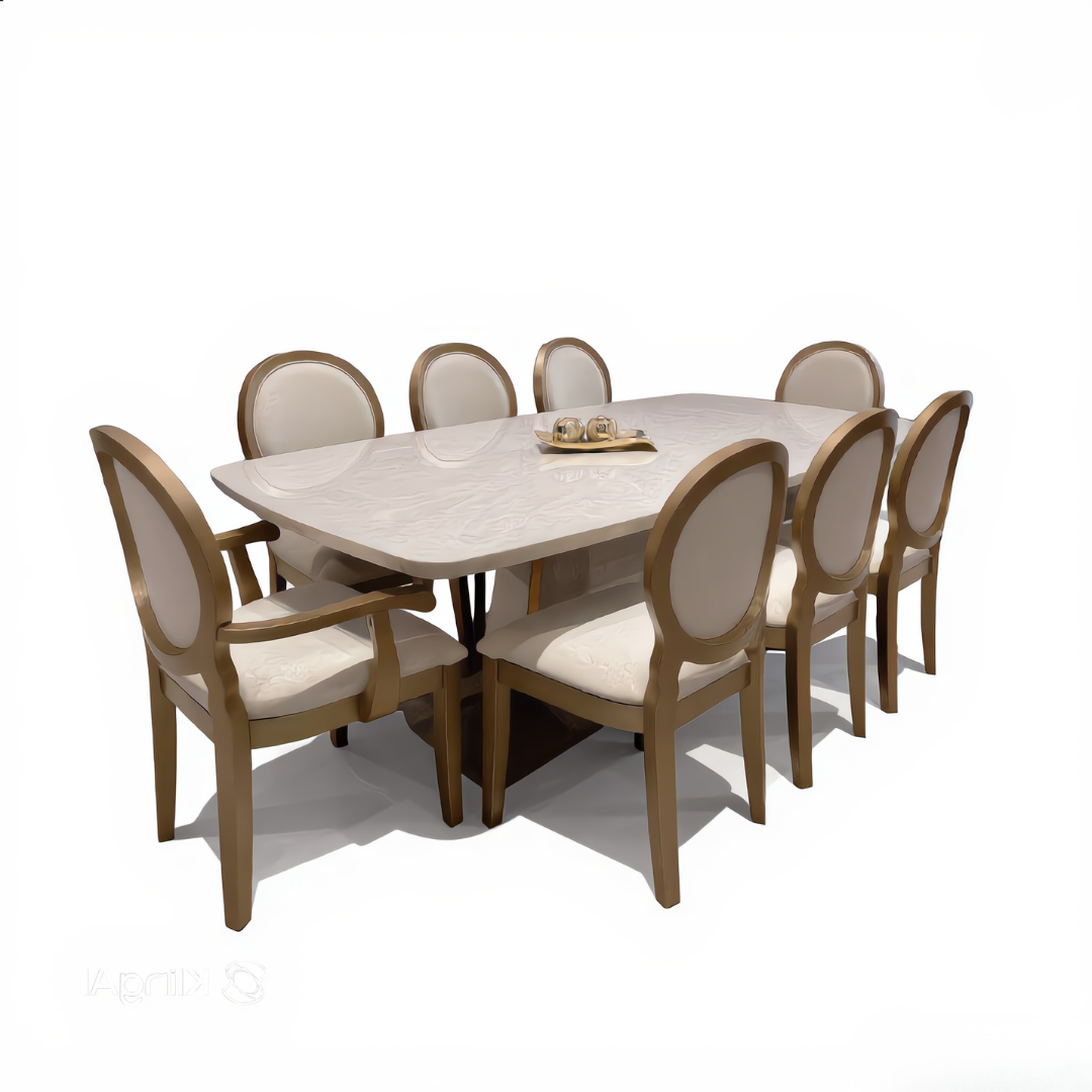 Louise 8s Dining Set in Champagne | 65-25
