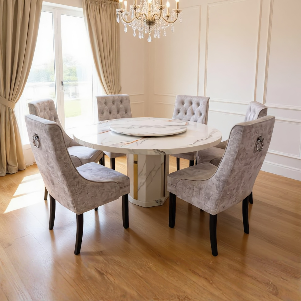 Ophelia Marble Round Dining Set | B96-17-150+B156-03