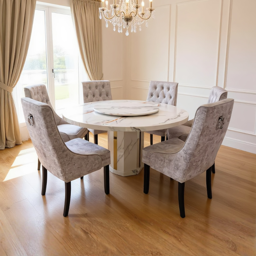 Ophelia Marble Round Dining Set | B96-17-150+B156-03