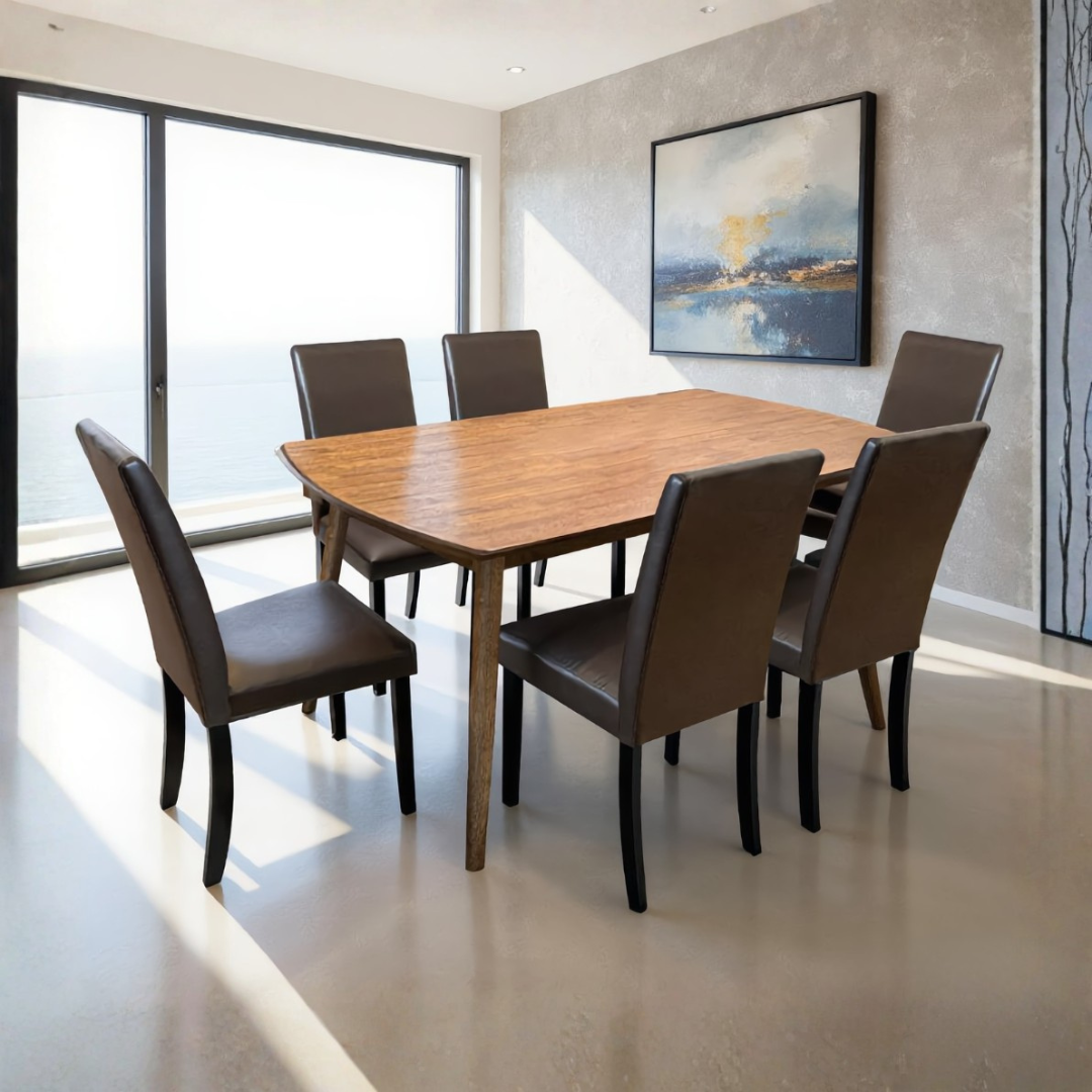 Soren 6s Solid Rubberwood Dining Set | B18-133