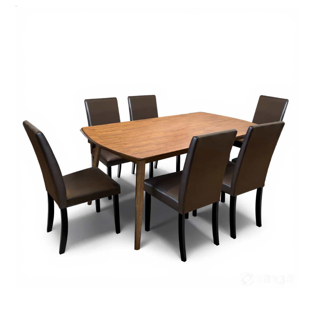 Soren 6s Solid Rubberwood Dining Set | B18-133