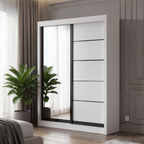 Odelia 4x6ft Black Frame Wardrobe - Half Mirror | 150-16