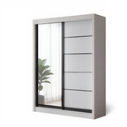 Odelia 4x6ft Black Frame Wardrobe - Half Mirror | 150-16